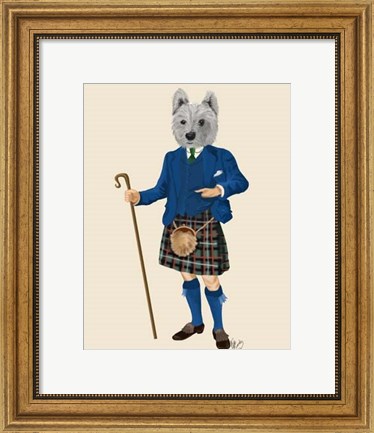 Framed West Highland Terrier in Kilt Print