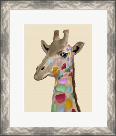 Framed MultiColoured Giraffe Print