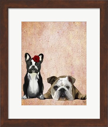 Framed French Bulldog and English Bulldog Print