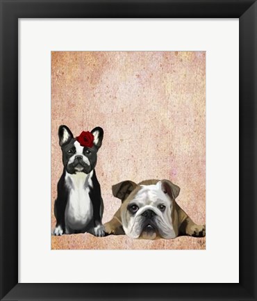 Framed French Bulldog and English Bulldog Print