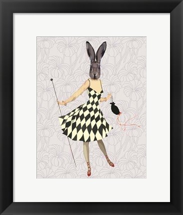Framed Rabbit in Black White Dress Print