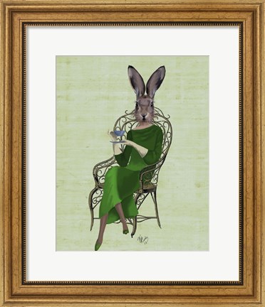 Framed Lady Bella Rabbit Taking Tea Print