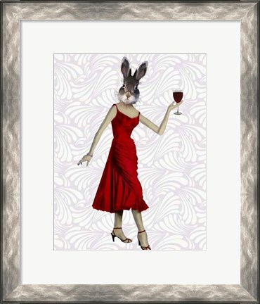 Framed Rabbit in Red Dress Print