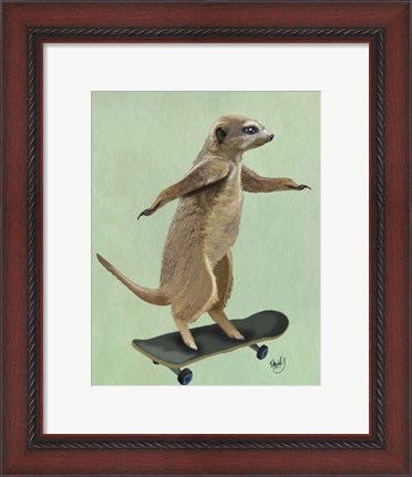Framed Meerkat On Skateboard Print