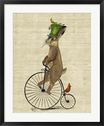 Framed March Hare on Penny Farthing Print