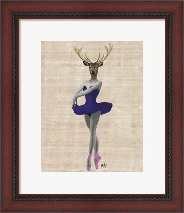 Framed Ballet Deer in Blue II Print