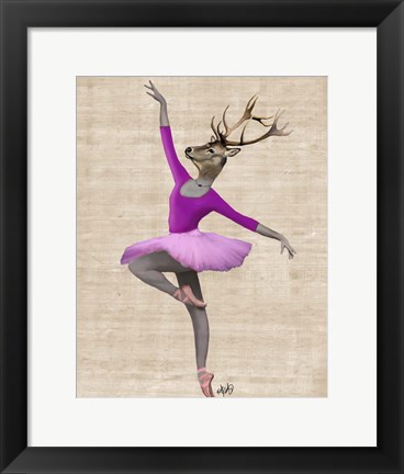 Framed Ballet Deer in Pink II Print