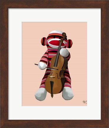 Framed Sock Monkey and Cello Print