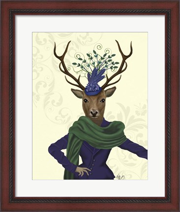 Framed Deer and Fascinator Print