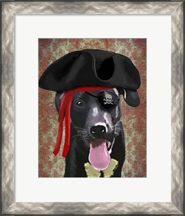 Framed Black Labrador Pirate Dog Print