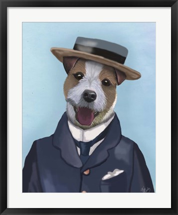 Framed Jack Russell in Boater Print