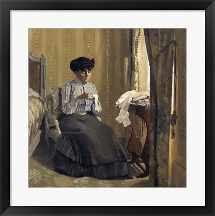 Framed Woman Sewing, 1905 Print