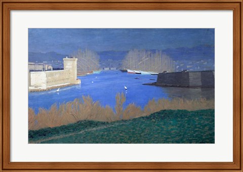 Framed View of the Port of Marseille,  1901 Print