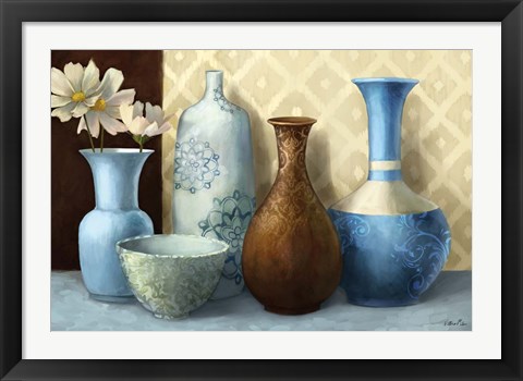 Framed Soft Blue Vase Print