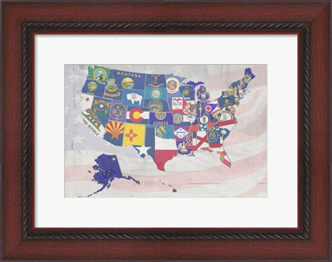 Framed US State Flags Print
