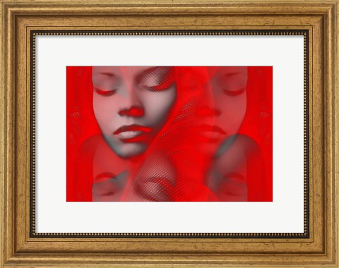 Framed Red Beauty Mirrored Print