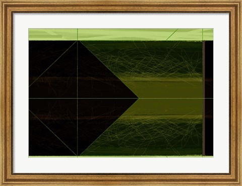 Framed Abstract Green Cone Print