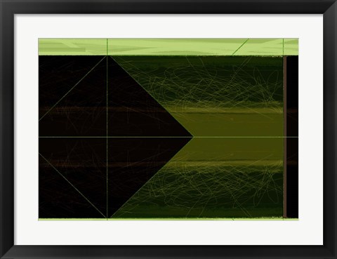 Framed Abstract Green Cone Print