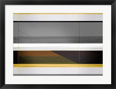 Framed Abstract Grey and Yellow Stripes Print