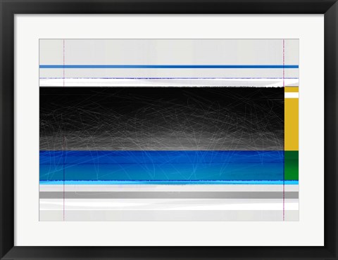 Framed Abstract Blue Black and yellow Print