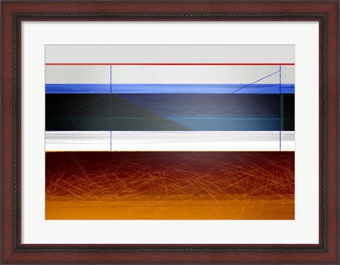 Framed Abstract Blue and Bright Brown Print