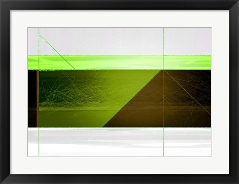 Framed Abstract Brown and Green Print