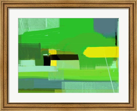 Framed Green and Brown Abstract 6 Print
