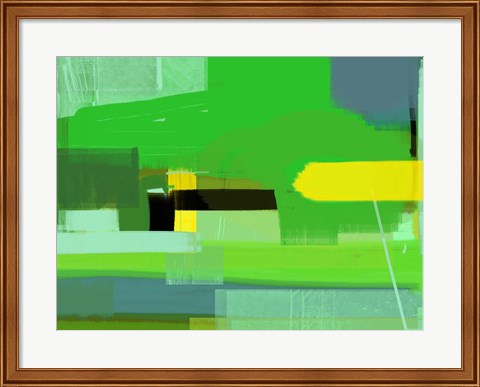 Framed Green and Brown Abstract 6 Print