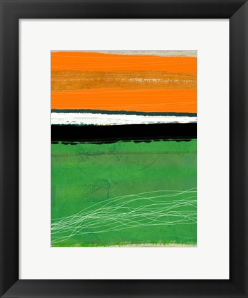 Framed Orange and Green Abstract 1 Print