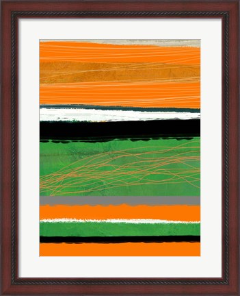 Framed Orange and Green Abstract 2 Print