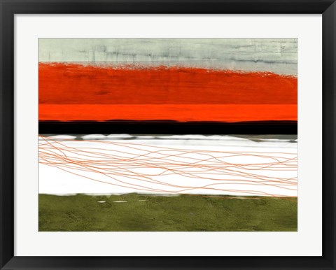 Framed Abstract Stripe Theme Orange and Black Print