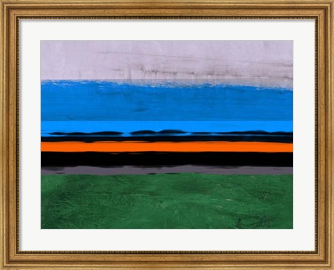 Framed Abstract Stripe Theme Orange and Blue Print