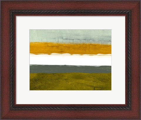 Framed Abstract Stripe Theme Yellow and White Print
