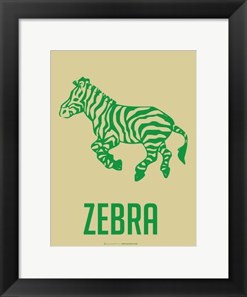 Framed Zebra Green Print