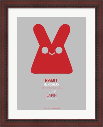Framed Red Rabbit Multilingual Print