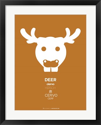 Framed White Moose Multilingual Print