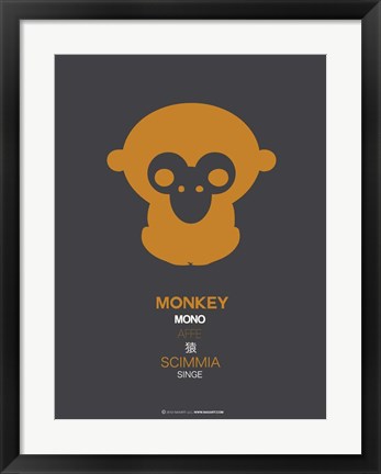 Framed Orange Monkey Multilingual Print