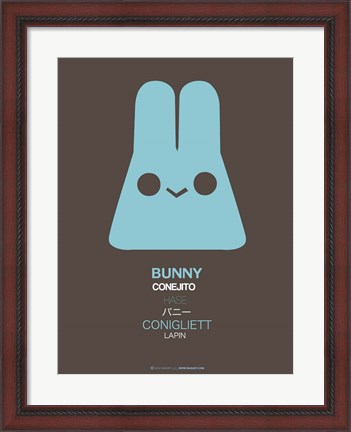 Framed Blue Bunny Multilingual Print