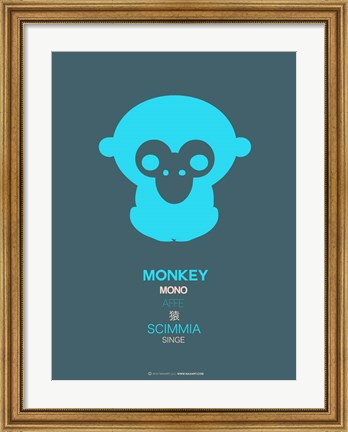 Framed Blue Monkey Multilingual Print