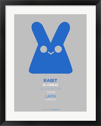 Framed Blue Rabbit Multilingual Print