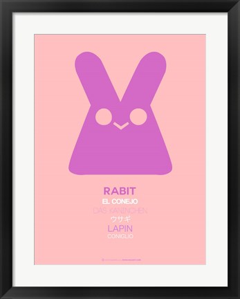 Framed Pink Rabbit Multilingual Print