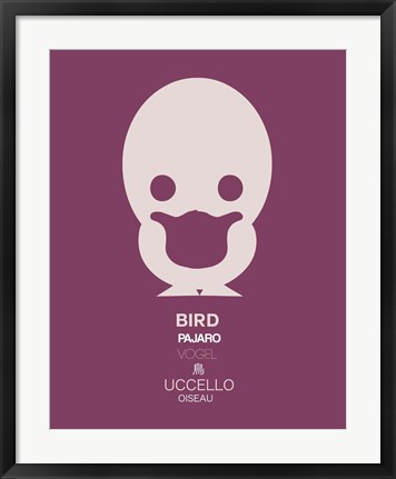 Framed Purple Bird Multilingual Print