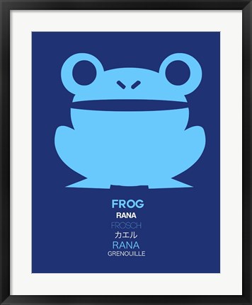 Framed Blue Frog Multilingual Print