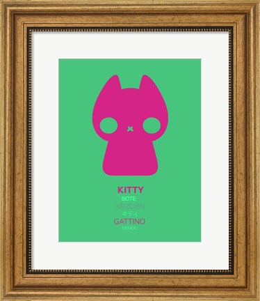 Framed Pink Kitty Multilingual Print