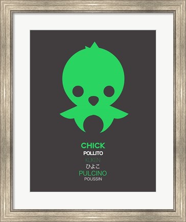 Framed Green Chick Multilingual 1 Print