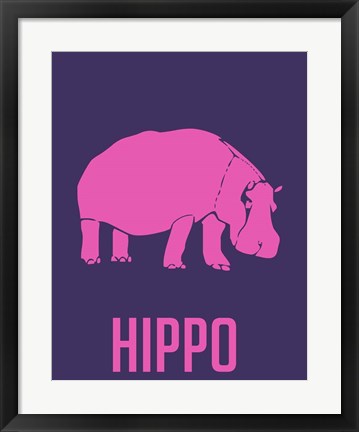 Framed Hippo Pink Print