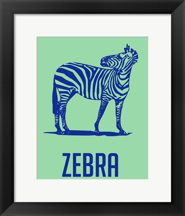 Framed Zebra Blue and Green Print