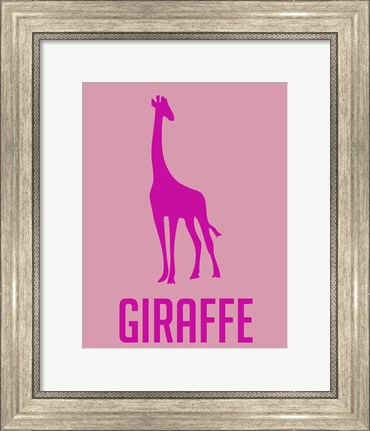 Framed Giraffe Pink Print