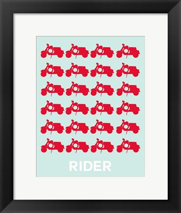 Framed Vespa Rider Red Print