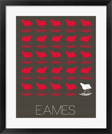 Framed Eames Red Rocking Chair Print
